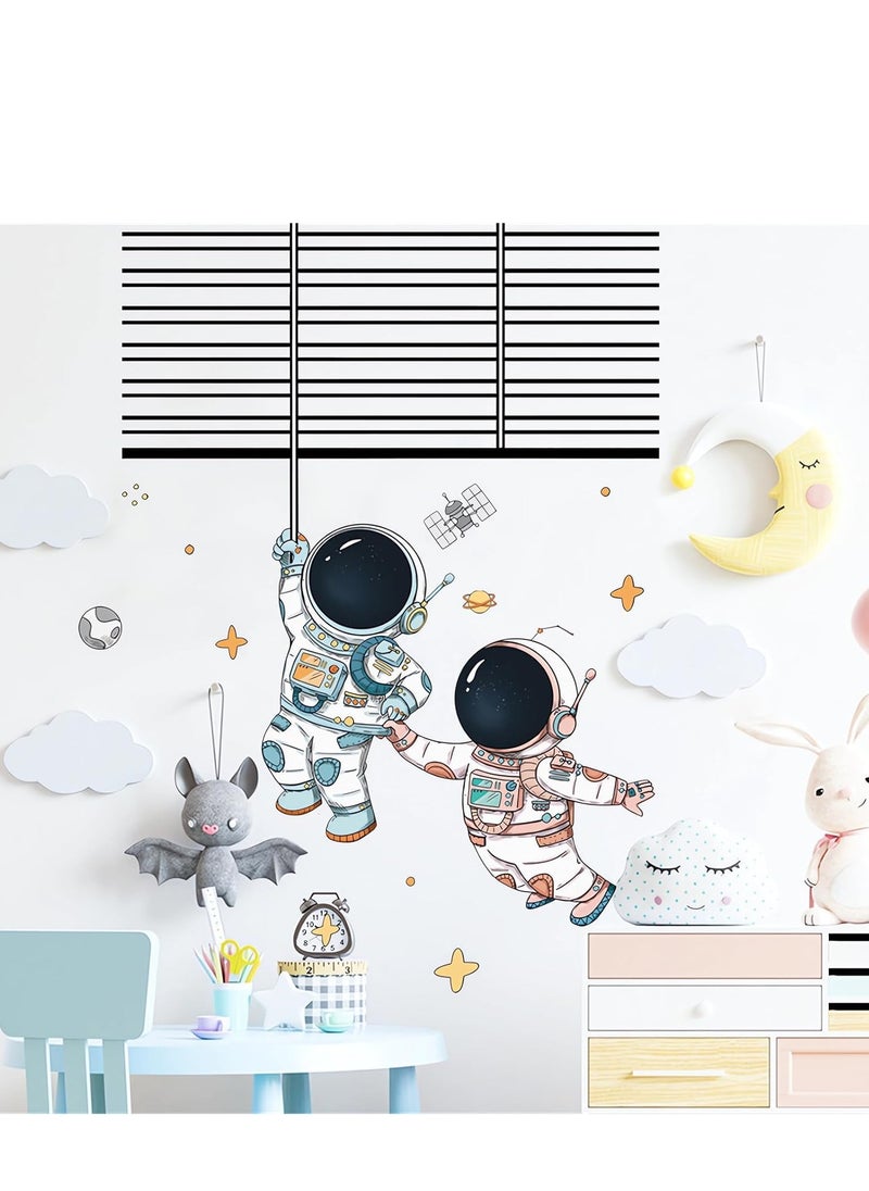 Excefore Astronaut Wall Stickers, Space Flight Cosmic Decals DIY Removable Large Art Decoration, Peel and Stick, for Kids Baby Nursery Living Room Bedroom Sofa TV Background Decorations  - Image 2