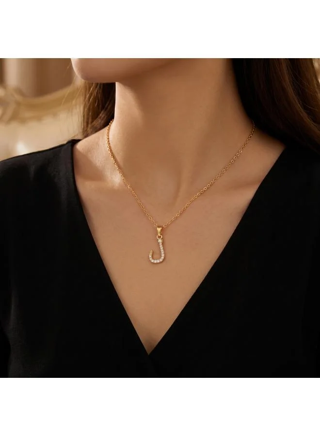Rovaux Arabic Letter 'Laam' Necklace 18k Gold Plated