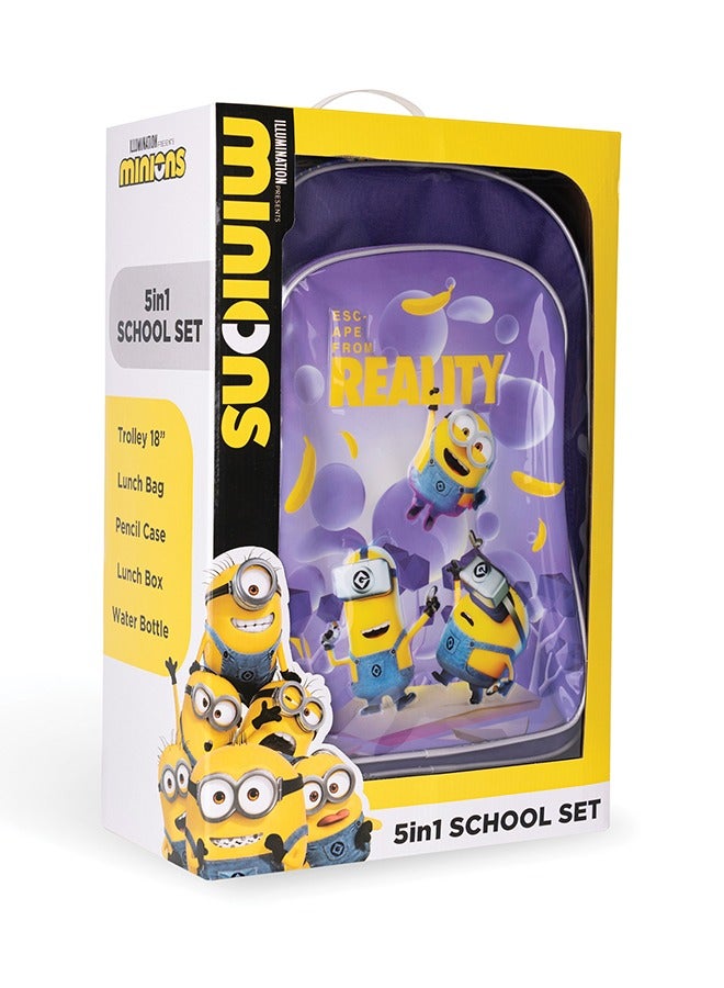 يونيفرسال مجموعة صناديق يونيفرسال مينيونز إسكيب فروم رياليتي 5 في 1 مقاس 18 بوصة - Image 3