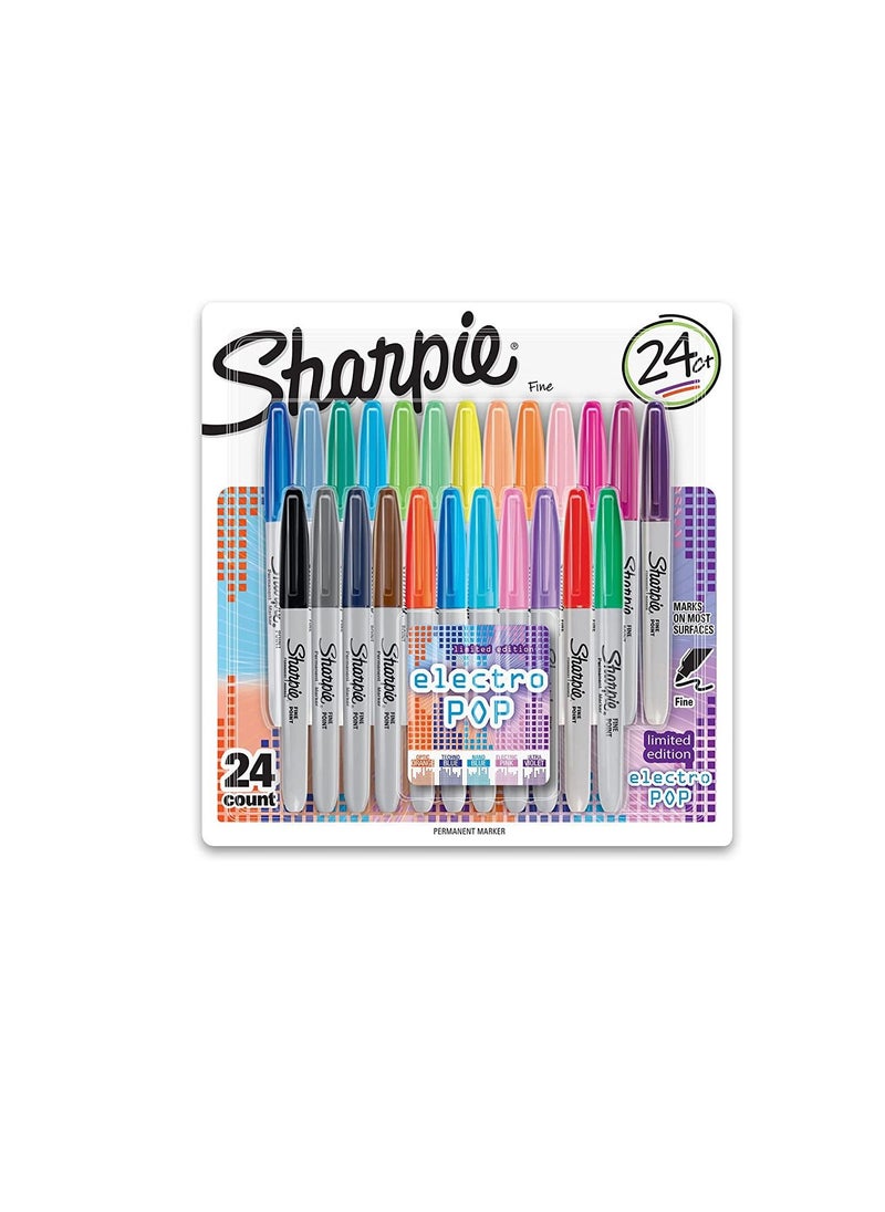 Sharpie Sharpie 24-Piece Electro Pop Permanent Markers Multicolour 
