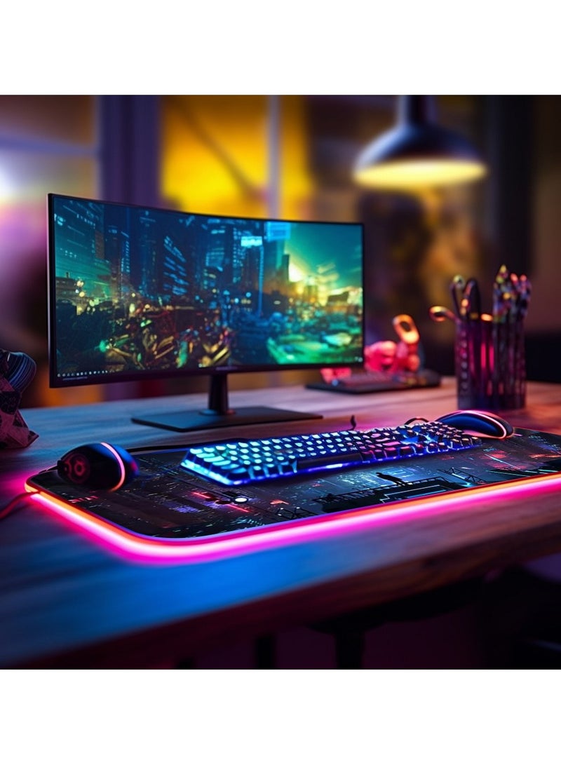 RGB Soft Gaming Mouse Pad Large, Non-Slip Rubber Base Computer Keyboard Pad Mat - Image 2
