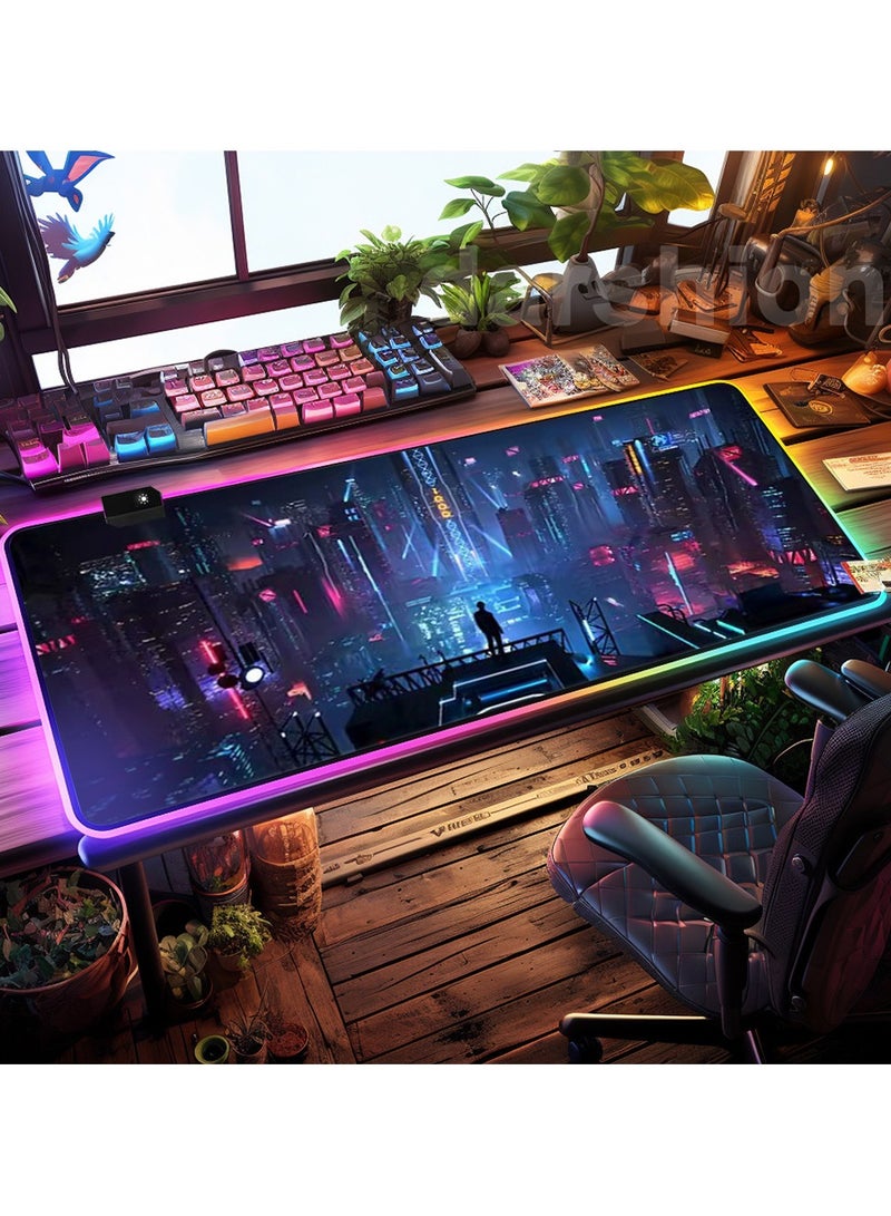 RGB Soft Gaming Mouse Pad Large, Non-Slip Rubber Base Computer Keyboard Pad Mat - Image 4