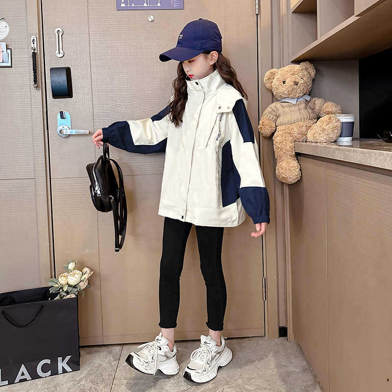 Girl'S Coat Spring Style Big Boy'S Rusk Clothes Children'S Top Girl'S Jacket Windbreaker - Image 3