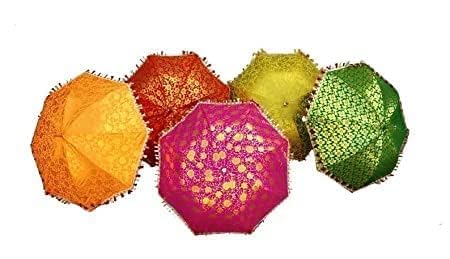 DECOFOLD DECOFOLD 5 Pcs Wedding Umbrella and 6 Colourful Hanging Chakhri Sangeet Haldi Mehendi Decor  - Image 2