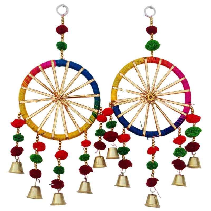 DECOFOLD DECOFOLD 5 Pcs Wedding Umbrella and 6 Colourful Hanging Chakhri Sangeet Haldi Mehendi Decor  - Image 5