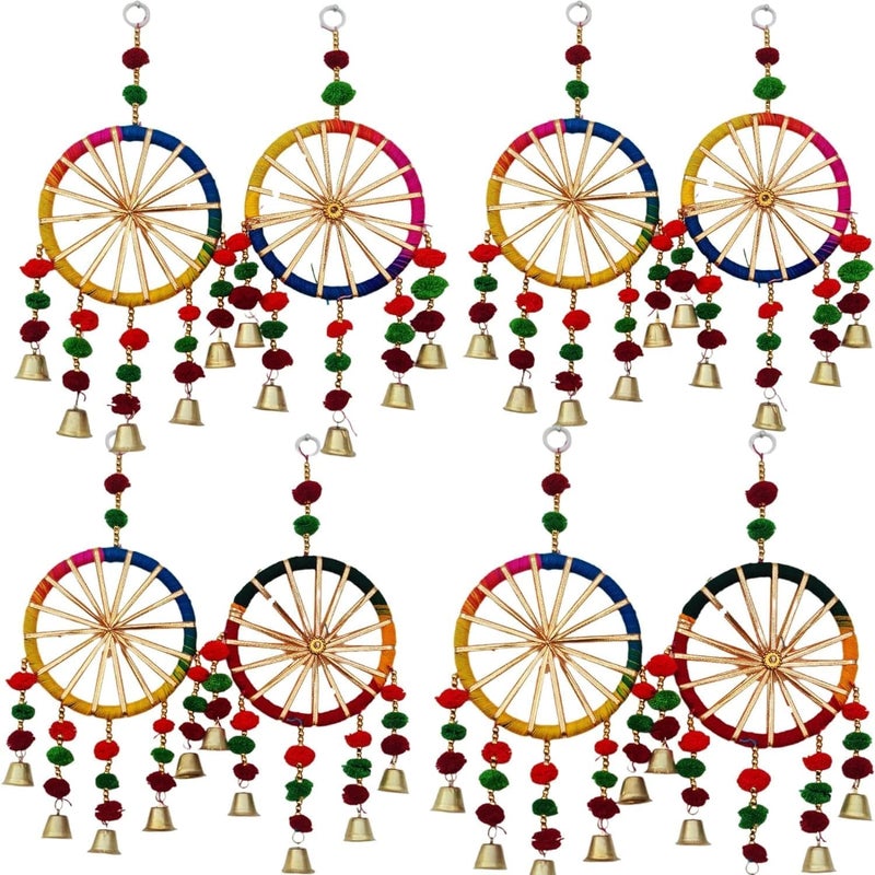 DECOFOLD DECOFOLD 5 Pcs Wedding Umbrella and 6 Colourful Hanging Chakhri Sangeet Haldi Mehendi Decor  - Image 3