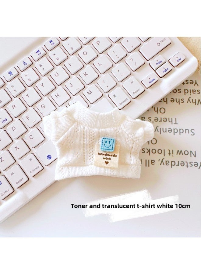 CloThes Only] STar Dew PendanT CloThes ReplacemenT T-shirT Jeans SkirT Shawl JumpsuiT Year Baby CloThes-Specifications:10cm-Color:Toner And Translucent T-shirt White 10cm - Image 1