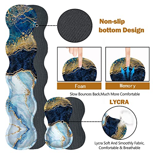 ARTSO Upgraded Extended Gaming Mouse Pad, Keyboard Wrist Rest Pad, Wrist Support Mousepad Set, Artso Large Stable Rubber Base Stitched Edges, Multifunctional Desk Pad (35 x15.5 in), Blue Marble - Image 5