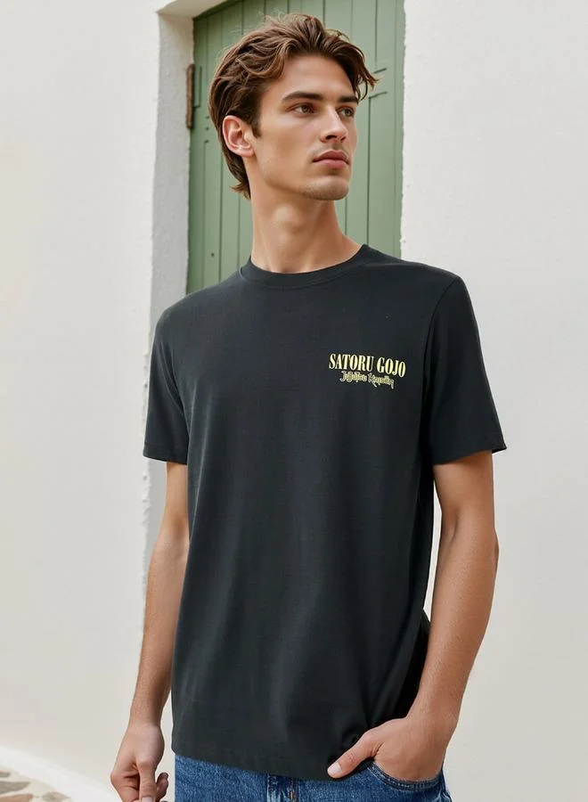 سبلاش فيڤ تيشيرت بياقة دائرية بطبعة ساتورو غوجو