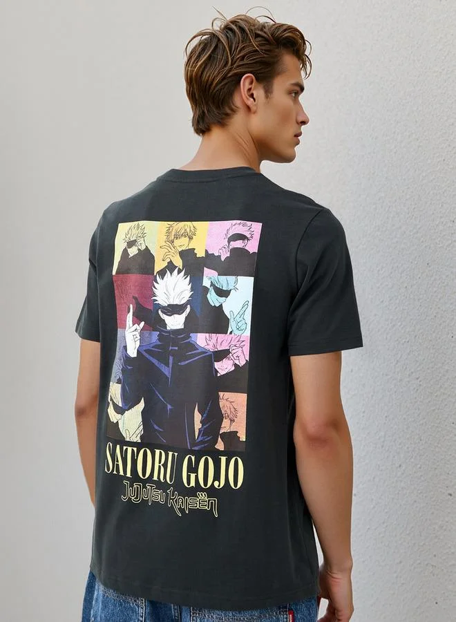 سبلاش فيڤ تيشيرت بياقة دائرية بطبعة ساتورو غوجو