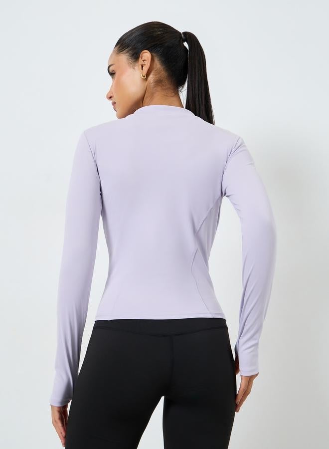 Styli Active Curved Seam Thumbhole Detail Zip Up Jacket - Image 4