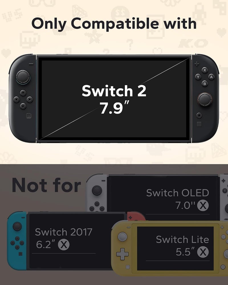 Jemdo Textured Grip Protective Case Compatible with Nintendo Switch 2 (2025) Only - White Matte Shockproof TPU Shell with Anti-Slip Handles, Ergonomic & Comfort Slim Back Cover - Image 2