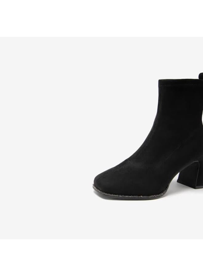 C.banner Women's Shoes, Fashion Boots, Elastic Sock Boots, Spring And Summer Style, Slim Boots, High Heels, A23535152, Black Fleece-lined, Size 37 - Image 5