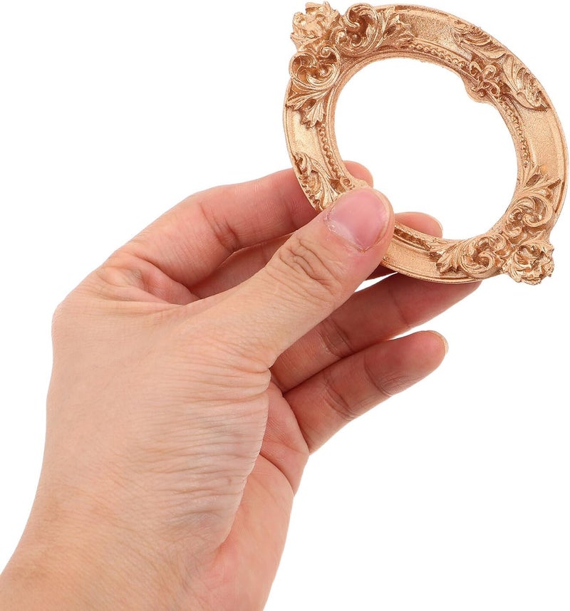 مجموعة إطارات صور صغيرة عتيقة الطراز (Garneck) مكونة من 4 قطع، إطارات صور مصنوعة من الراتنج الأوروبي العتيق، بأشكال بيضاوية ومربعة، مناسبة لعرض المجوهرات وديكور المنزل والمكتب. - Image 4