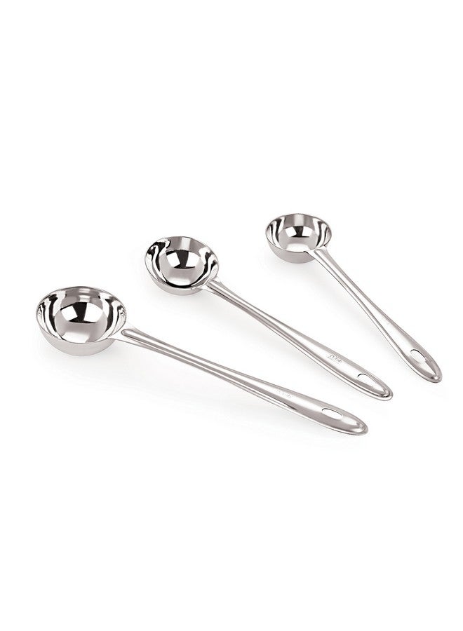 Petals Stainless Steel Laddle Serving Spoon Set, 3-Pieces, Silver - Image 1