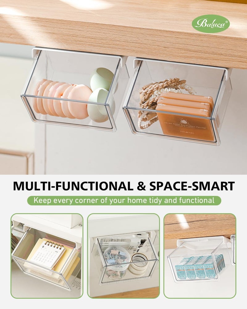 BALUCA Small Clear Stackable Storage Drawers â€“ 33Â° Angled Acrylic Makeup Organizer for Vanity, Undersink & Kitchen Cabinets | Multi-Purpose Plastic Storage Bins & Drawer Organizer Bins (Small) - Image 4