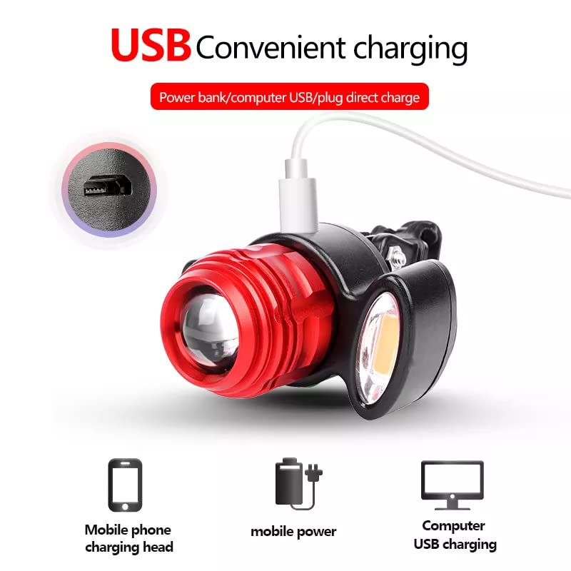 Shivexim Bicycle Zoom-Able Feature 4 Mode Led Headlight Focus Light with 2 Warning Lights, USB Rechargeable,Led Light - Image 4