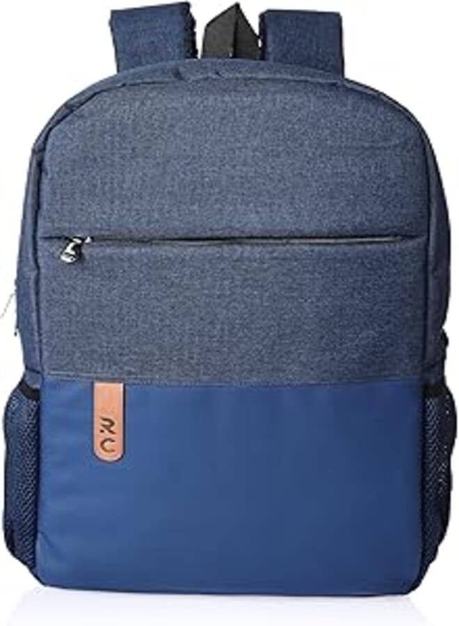 Generic Fabric High Quality Classic BackPack With Front And Back Zipper Pocket And Bottle Pocket For Laptop Protection - Navy 
