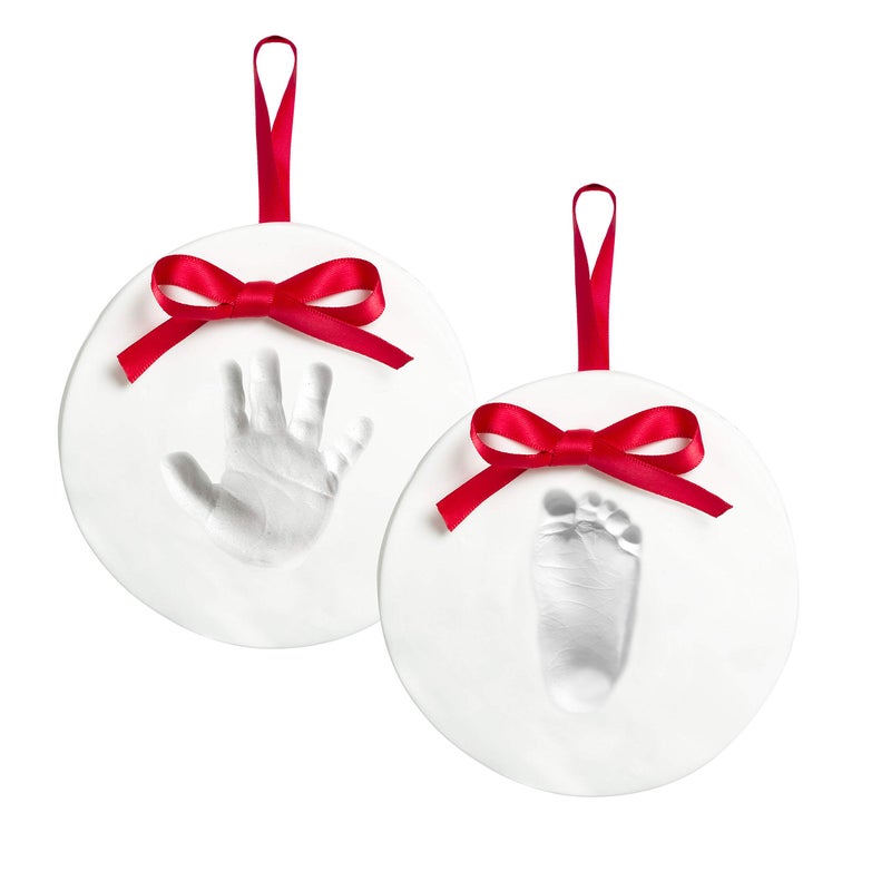 Pearhead Babyprints Baby's First Handprint or Footprint Ornament Kit, Easy No-Bake DIY Clay Impression Kit, Christmas Baby Gift, Baby Keepsake Ornament, Pack of 2 - Image 1