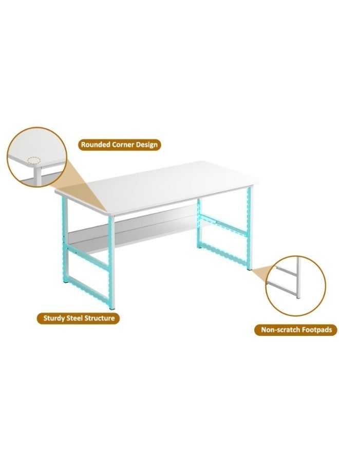 NEWLAN Office Desk Computer Desk with One Level of Storage, Simple Home Workstation for Bedroom, Living room, Office, Study Room. White Study Desk. 120*73*55cm - Image 4