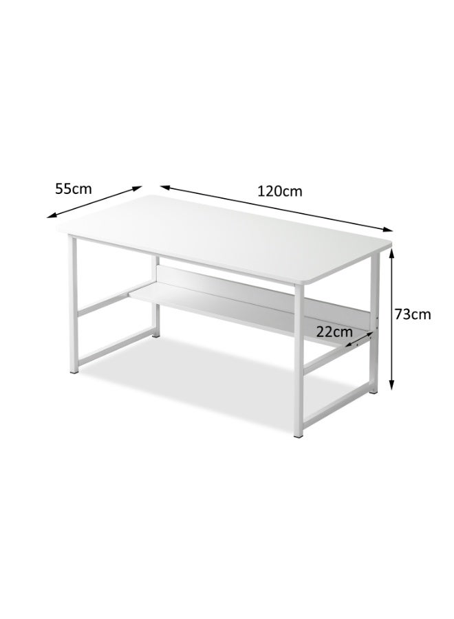 NEWLAN Office Desk Computer Desk with One Level of Storage, Simple Home Workstation for Bedroom, Living room, Office, Study Room. White Study Desk. 120*73*55cm - Image 3