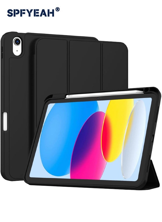 SPFYEAH iPad (A16) 11th Generation 11 inch (2025) / iPad 10th Generation 10.9 inch (2022) Case, with Pencil Holder, Auto Wake/Sleep, Trifold Stand Smart Cover with Soft TPU Back, Black