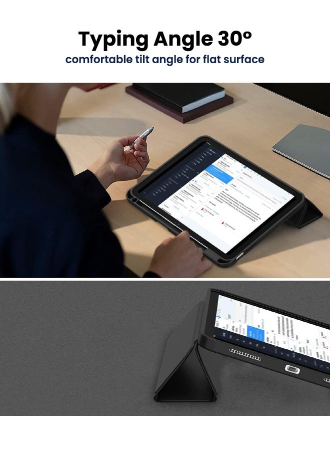 اس بي اف يا. حافظة iPad (A16) الجيل الحادي عشر مقاس 11 بوصة (2025) / iPad الجيل العاشر مقاس 10.9 بوصة (2022)، مع حامل قلم، وخاصية الإيقاظ/السكون التلقائي، وغطاء ذكي ثلاثي الطيات مع ظهر ناعم من مادة TPU، أسود - Image 5