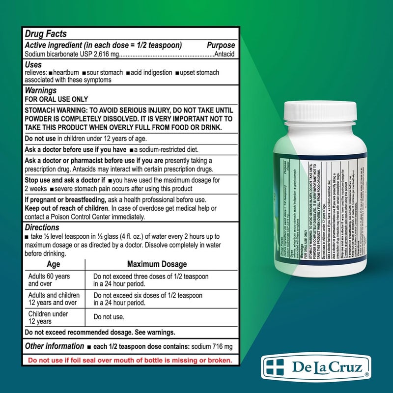 De La Cruz Sodium Bicarbonate Antacid Powder - 4 OZ - Image 4
