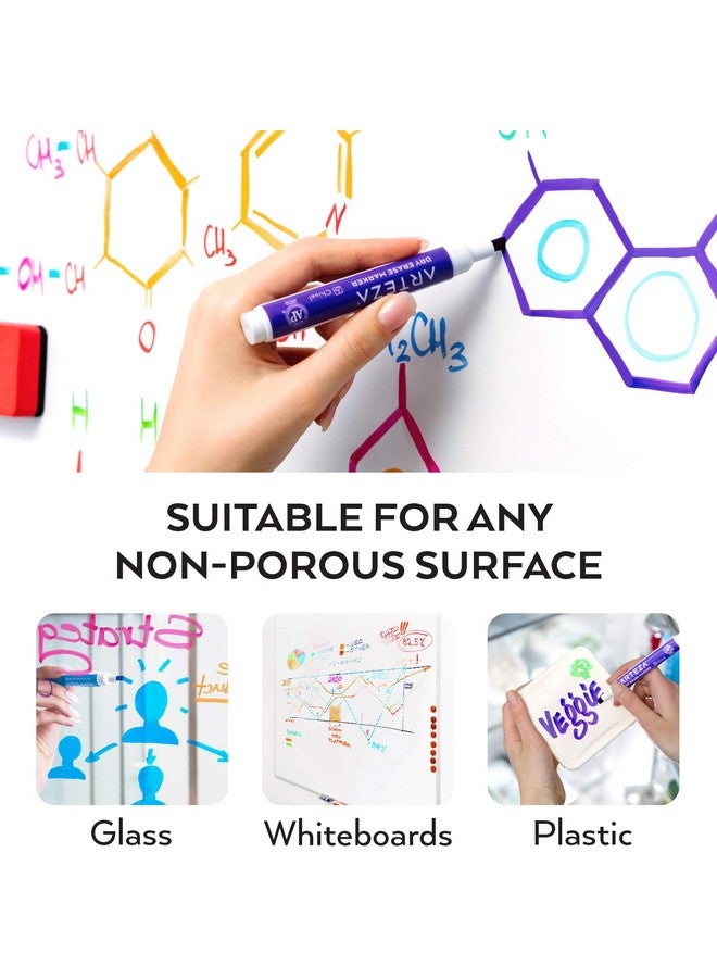 ARTEZA Dry Erase Markers Pack Of 52, Chisel Tip, 12 Assorted Colors With Low-Odor Ink, Whiteboard Pens - Image 3