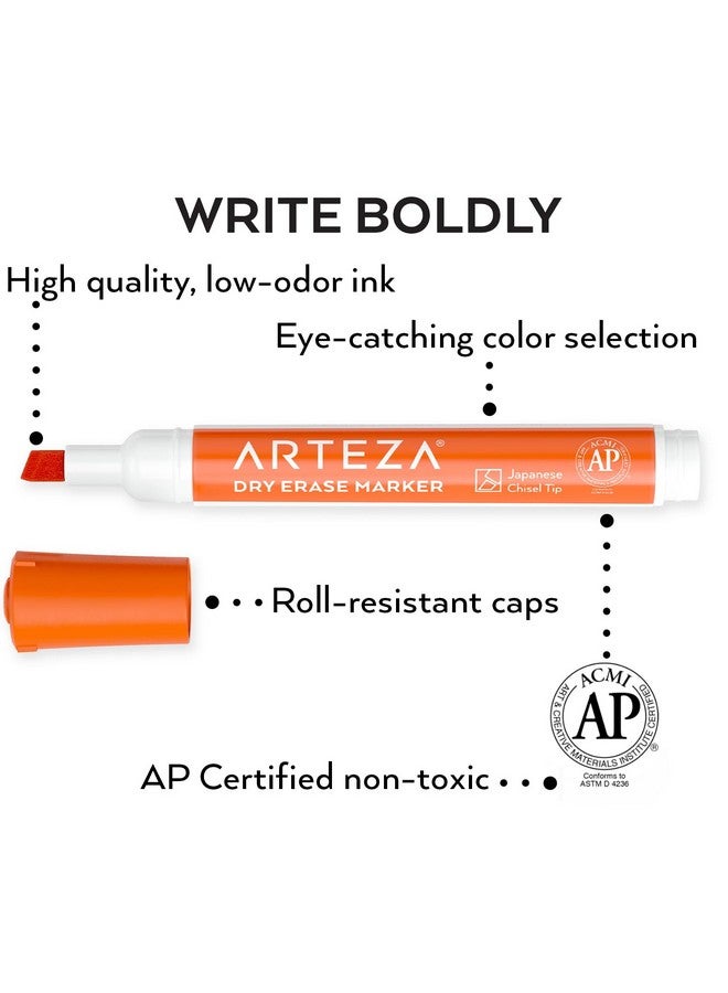 ARTEZA Dry Erase Markers Pack Of 52, Chisel Tip, 12 Assorted Colors With Low-Odor Ink, Whiteboard Pens - Image 4