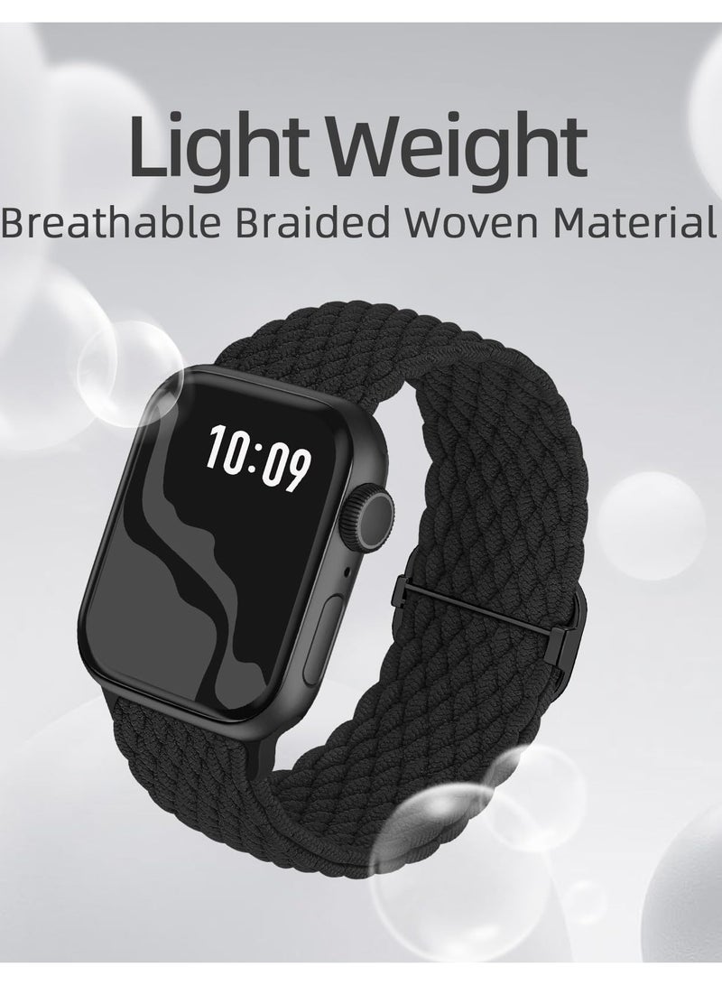 2pcs Braided Stretchy Solo Loop Compatible for Apple Watch Band 38mm 40mm 41mm 42mm for Women Men, Nylon Elastic Straps Wristbands for iWatch Series 10 9 8 7 6 SE 5 4 3 2 Ultra Ultra 2 - Image 2