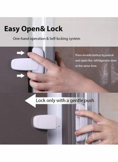 KASTWAVE 2 PCS Home Fridge Freezer Door Lock KASTWAVE Latch Catch Toddler Kids Child Refrigerator Cabinet Locks Baby Safety Child Lock Easy to Install and Use 3M Adhesive no Tools Need or Drill White  - Image 3