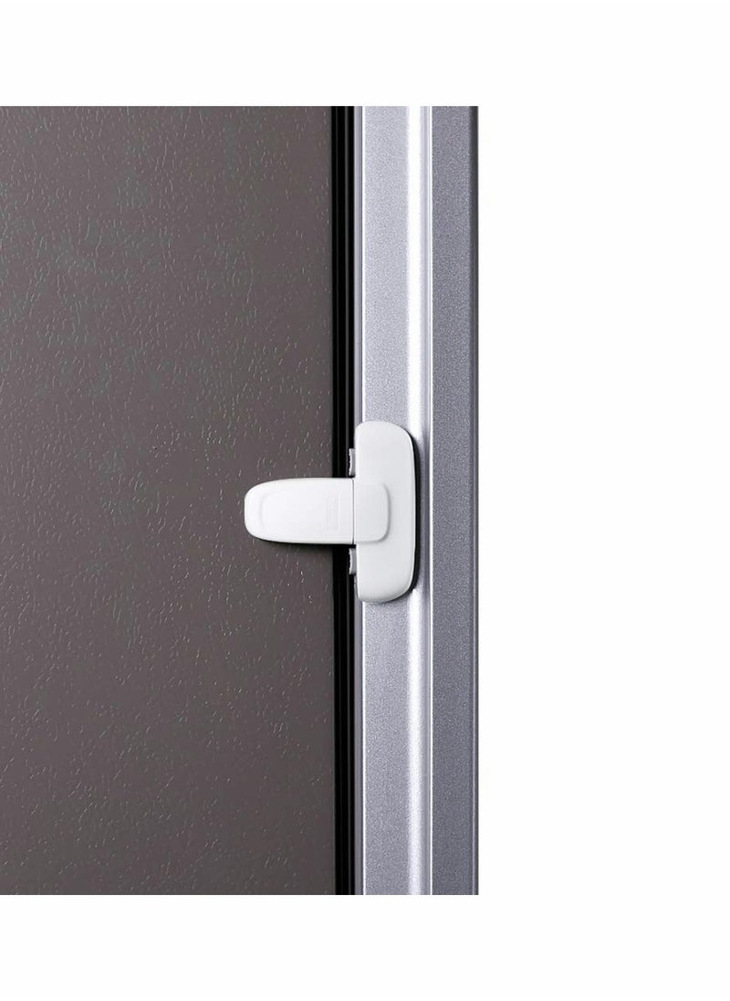 KASTWAVE - 2 PCS Home Fridge Freezer Door Lock KASTWAVE Latch Catch Toddler Kids Child Refrigerator Cabinet Locks Baby Safety Child Lock Easy to Install and Use 3M Adhesive no Tools Need or Drill White - Image 1