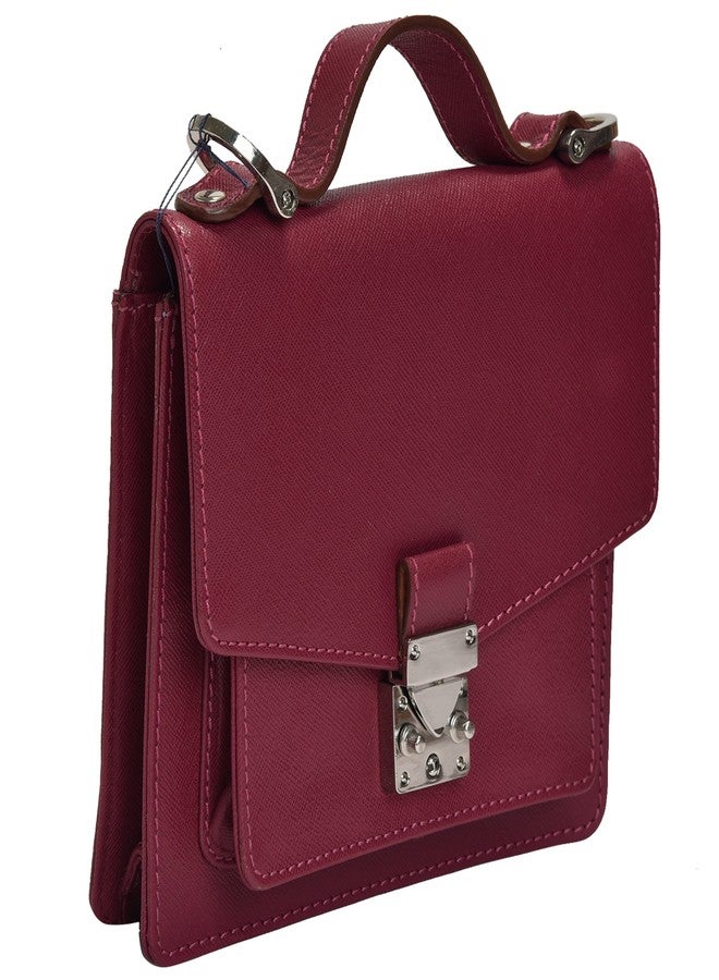 MANDAVA Genuine Leather Women's Mini Sling Bag Satchel Side Bag Shoulder Bag Ladies Handbag (Maroon) - Image 3
