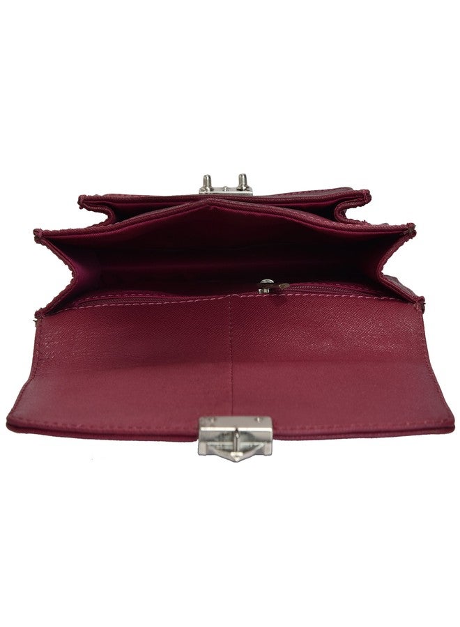 MANDAVA Genuine Leather Women's Mini Sling Bag Satchel Side Bag Shoulder Bag Ladies Handbag (Maroon) - Image 5