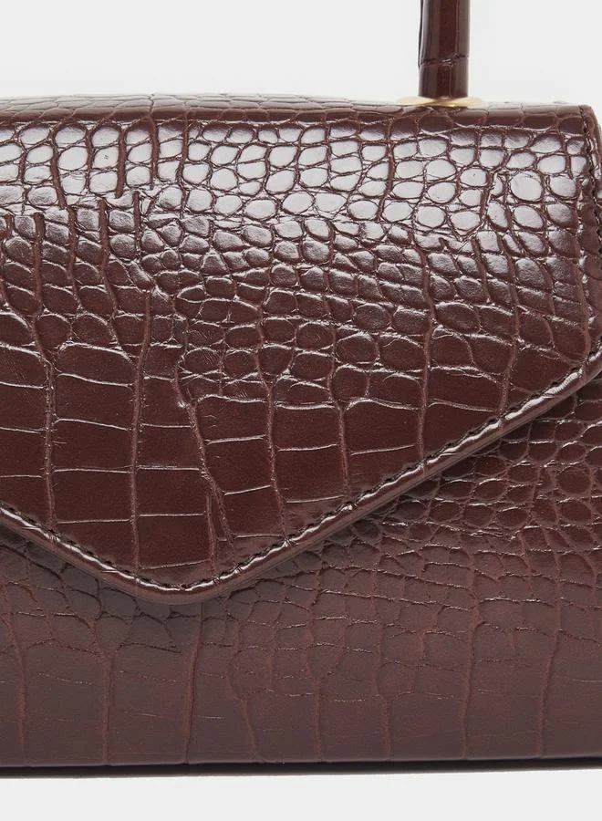Styli Textured Handbag with Detachable Strap