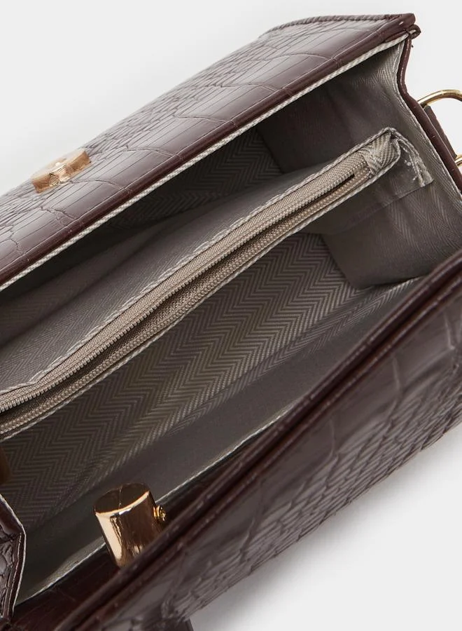 Styli Textured Handbag with Detachable Strap