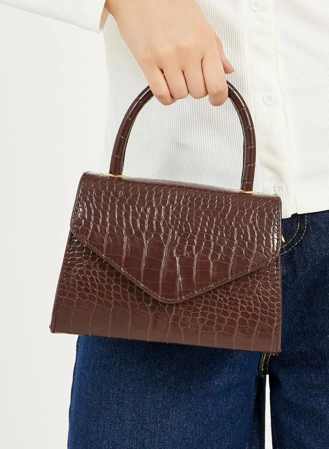 Styli Textured Handbag with Detachable Strap