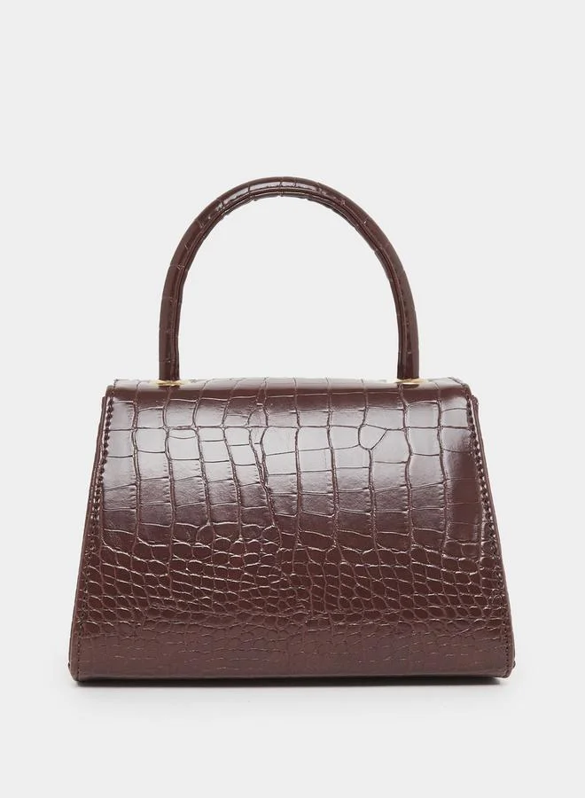 Styli Textured Handbag with Detachable Strap