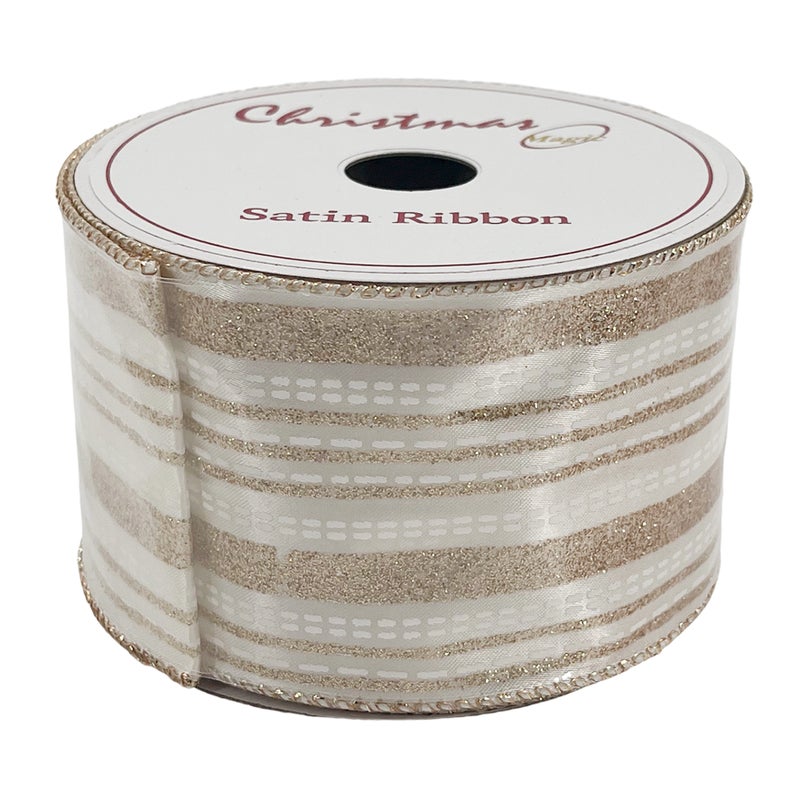 CHRISTMAS MAGIC Christmas Satin Ribbon Gold 6.3cmx10 yards - Image 3