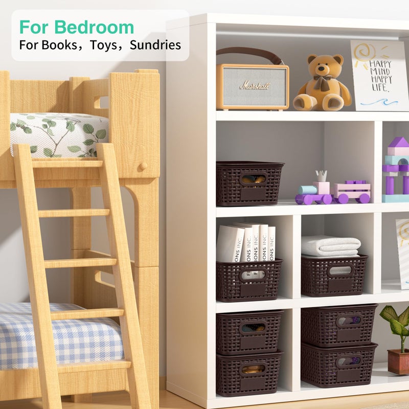 Wrrlors 8-Pack Brown Plastic Storage Baskets with Lids, Label Organizers, Stackable Organizer Containers: For Organizing Shelves, Drawers, Desk Closets, Playrooms, Classrooms, Offices - Image 5
