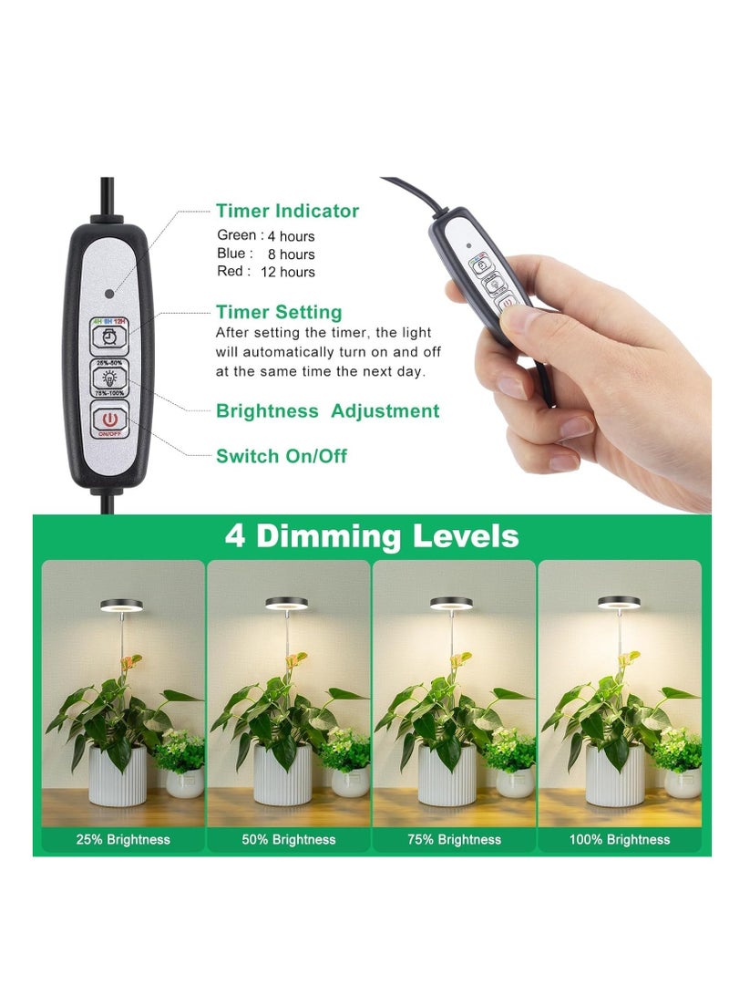 TRASSLE 2 Pack,Grow Light, Full Spectrum LED Plant Light for Indoor Plants, Height Adjustable Growing Lamp with Auto On/Off Timer 4/8/12H, 4 Dimmable Brightness, Ideal for Small Plants  - Image 5