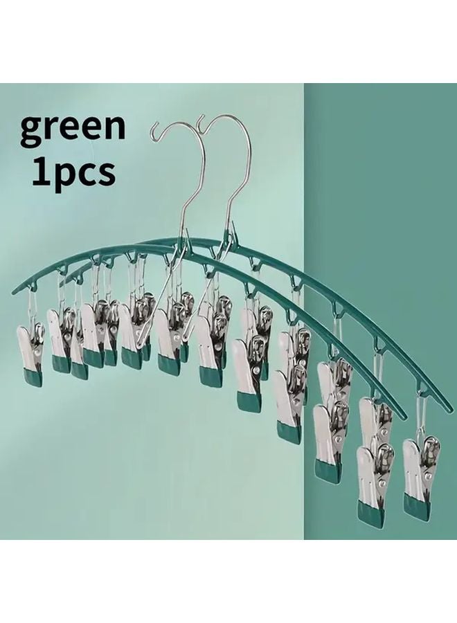 Green Heavy Duty Stainless Steel Space Saving Clothes Hanger Holds 10 Socks Undergarments Pants For Home Dorm Laundry Room - Image 1