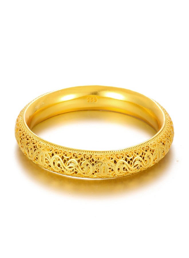 Ethlyn Christmas Gifts for her 24K Gold Plated Fixed Design Bangle Birthday Gift for Wedding Party Gift Idea - Image 1