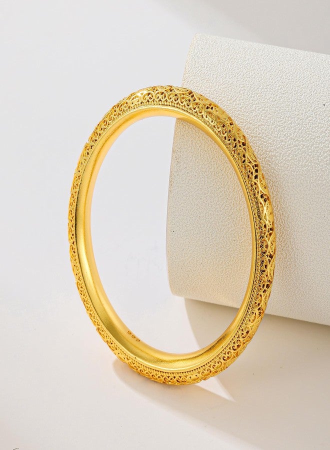 Ethlyn Christmas Gifts for her 24K Gold Plated Fixed Design Bangle Birthday Gift for Wedding Party Gift Idea - Image 5