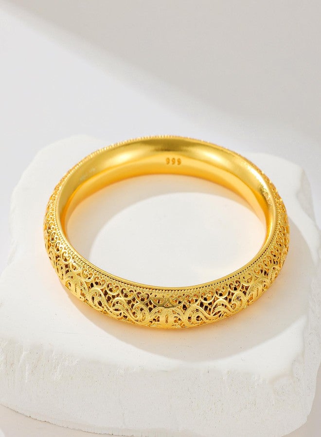 Ethlyn Christmas Gifts for her 24K Gold Plated Fixed Design Bangle Birthday Gift for Wedding Party Gift Idea - Image 4