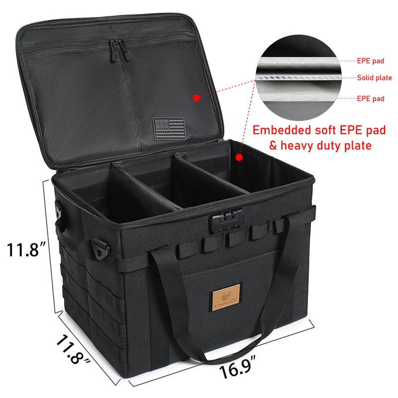 Lemubeane Tactical Camping Storage Bag - 38L Utility Tote Bag Organizer with Combination Lock and Shoulder Strap (Black, 38L) - Image 2