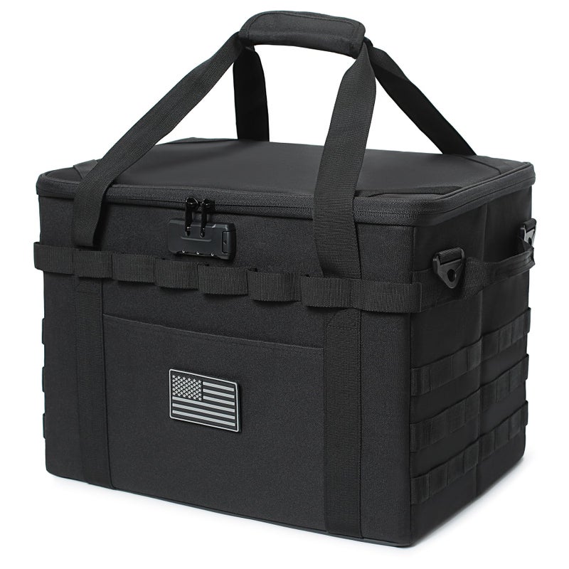 Lemubeane Tactical Camping Storage Bag - 38L Utility Tote Bag Organizer with Combination Lock and Shoulder Strap (Black, 38L) - Image 1