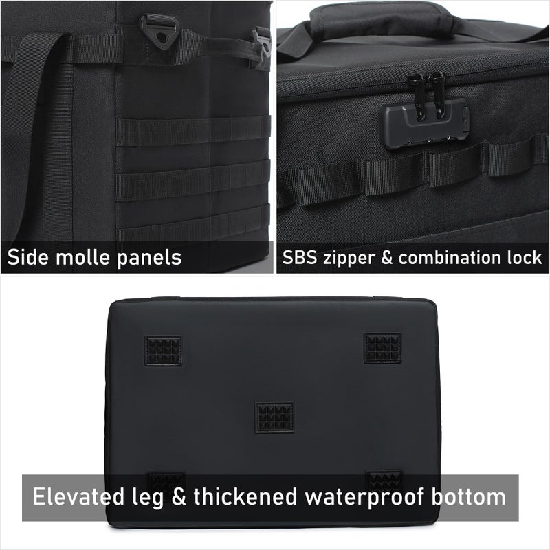 Lemubeane Tactical Camping Storage Bag - 38L Utility Tote Bag Organizer with Combination Lock and Shoulder Strap (Black, 38L) - Image 3