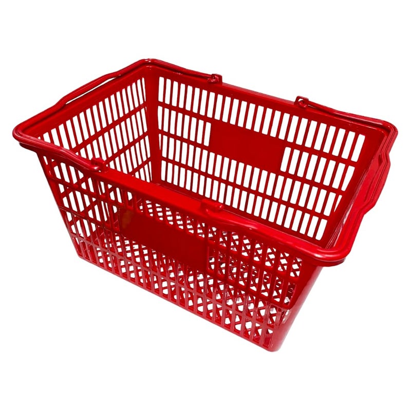 C-Store Packaging Stackable Plastic Shopping Baskets, Red and Blue, Easy-Grip Handles for Grocery, Retail, Liquor Stores, Home Use (6-pack, Red) - Image 2
